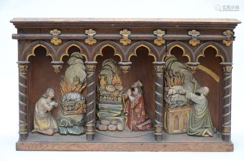 A gothic revival tabernacle carved in wood (42x68x35 cm)