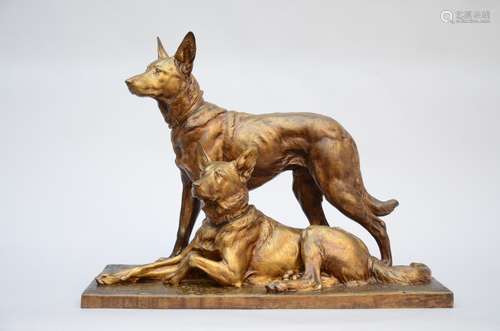 Paillet Ch .: bronze sculpture 'two dogs' (53x70x28 cm)