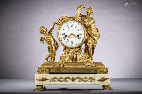 Louis XVI clock in gilt bronze by Gremoud à Paris (60x48x24) (*)