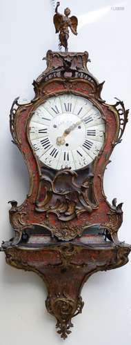 Wall clock on pedestal with Boulle work, Jolly à Paris (140 cm)