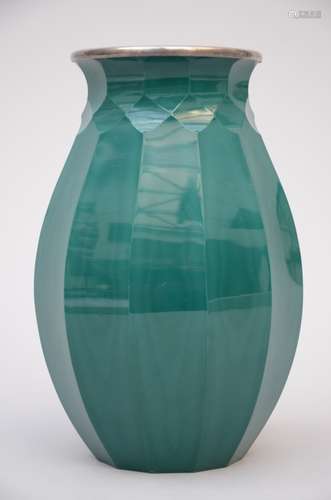 A glass Art Deco vase (h 26,5 cm)