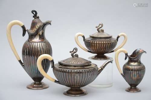 A silver four-piece coffee set, Wolfers (h 30,5 cm)