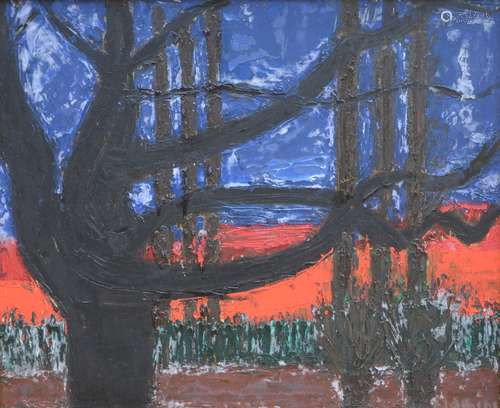 Rik Slabbinck (attributed to): painting (o/p) 'sunset' (60x73 cm)