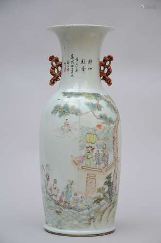 Chinese porcelain vase with double decor 'boat scene' (60 cm) (*)