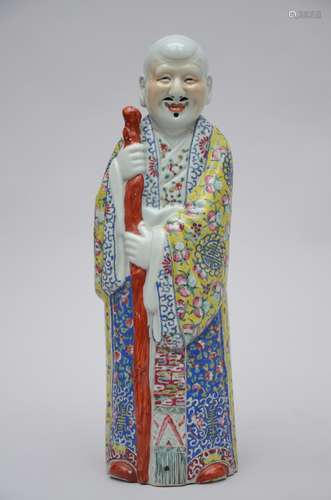 A statue in Chinese famille rose porcelain 'Laotsé' (48 cm)