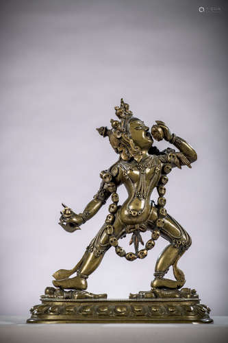 Sino-Tibetan statue in gilt bronze 'Vajrayogini', China 18th century (17,5 cm)