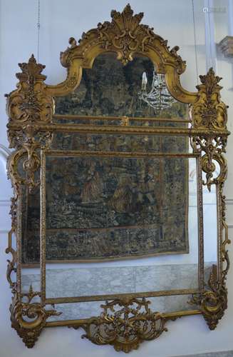 Large gilt wood mirror in Régence style (240x160)