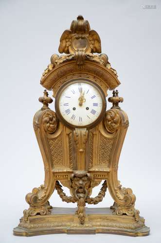 Large bronze mantelpiece clock in Louis XIV style (75x47x30)