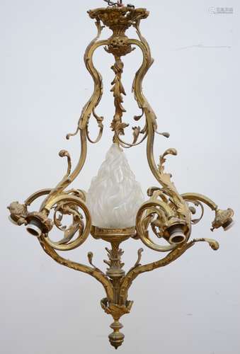 A gilt bronze chandelier with 6 branches (90x62cm)