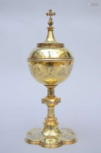 Gothic revival ciborium in vermeil, The Netherlands (40 cm)