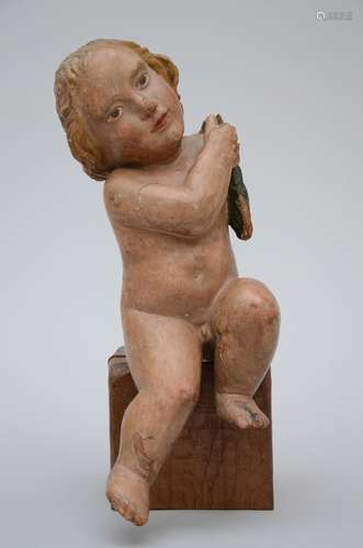 A sculpted wooden angel with polychromy (h 36 cm) (*)