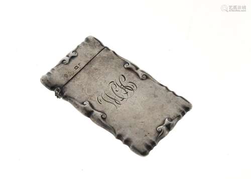 AN EDWARDIAN SILVER CARD CASE, 83MM H, MARKS RUBBED, C1905, 1OZ 5DWTS Condition reportWorn but not