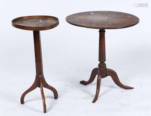 A GEORGE III PRIMITIVE OAK OCCASIONAL TABLE, 18TH C, THE OVAL GALLERIED TOP ABOVE A HEXAGONAL