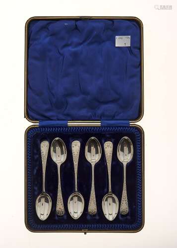 A SET OF SIX VICTORIAN SILVER TEASPOONS, DECORATED OLD ENGLISH PATTERN, BY WAKELY AND WHEELER,