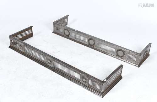 TWO SIMILAR PIERCED STEEL FENDERS, EARLY 20TH C, 131 X 36CM AND 124 X 31CM Condition report