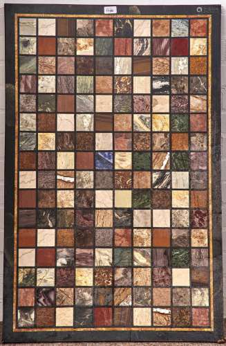 A RECTANGULAR SPECIMEN MARBLE TABLE TOP IN REGENCY STYLE, 20TH C, OF 160 SPECIMEN MARBLES AND