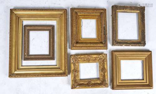 SIX VARIOUS VICTORIAN GILTWOOD AND COMPOSITION PICTURE FRAMES, 82 X 68CM AND SMALLER Condition