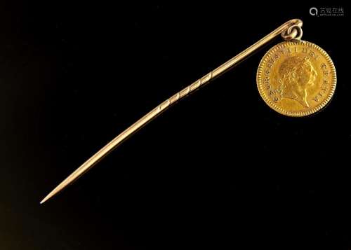 GOLD COIN. THIRD GUINEA 1804, SUSPENDED FROM A GOLD STICKPIN, 4G Condition report