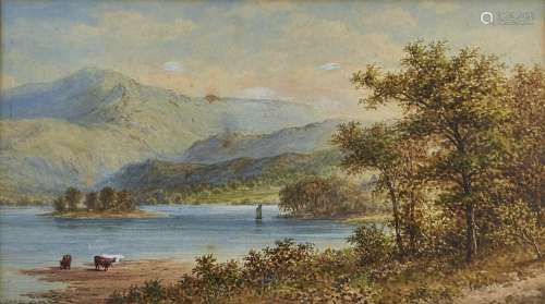 L LEWIS, FL LATE 19TH-EARLY 20TH CENTURY - LAKE LANDSCAPE, SIGNED AND DATED '84, WATERCOLOUR, 27