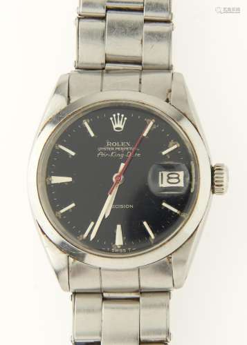 A ROLEX STAINLESS STEEL GENTLEMAN'S WRISTWATCH, OYSTER PERPETUAL AIR-KING-DATE, REF 5700, NO1379256,