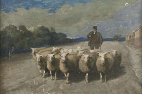 CIRCLE OF ANTON MAUVE - SHEEP, OIL ON CANVAS, 43.5 X 63CM Condition reportTear centre left and small