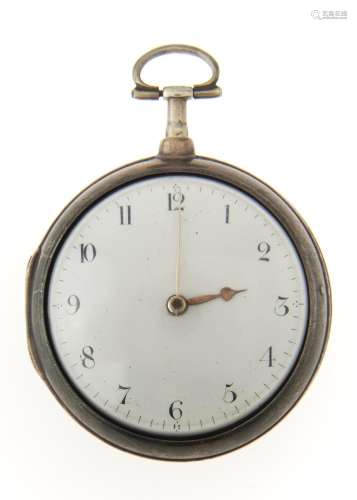 AN ENGLISH SILVER PAIR CASED VERGE WATCH, JOHN ROSKELL, LIVERPOOL, NO 5086 WITH INTRICATELY