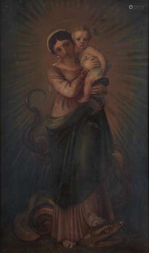 CONTINENTAL SCHOOL, 19TH C - WOMAN OF THE APOCALYPSE, OIL ON CANVAS, 75 X 44CM Condition