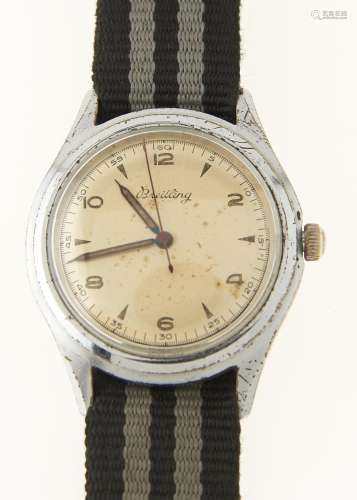 A BREITLING STAINLESS STEEL GENTLEMAN'S WRISTWATCH, 33MM DIAM, MARKED ON CASE BACK 374279/112