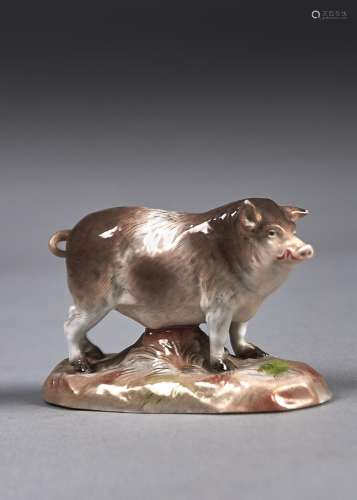 A RUDOLSTADT MODEL OF A BOAR, LATE 19TH C, 82MM H, IMPRESSED 2567, BLUE PRINTED ANCHOR Condition