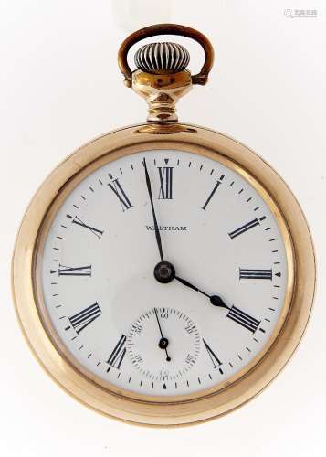 A WALTHAM GOLD PLATED KEYLESS LEVER WATCH, LATE 19TH C, 55MM DIAM Condition reportWorking order,