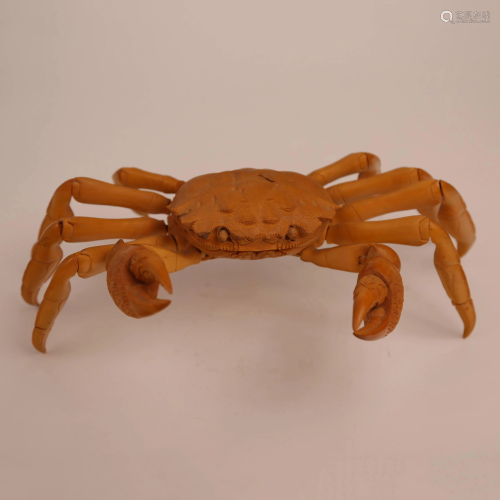 Boxwood carved crab, 19th century