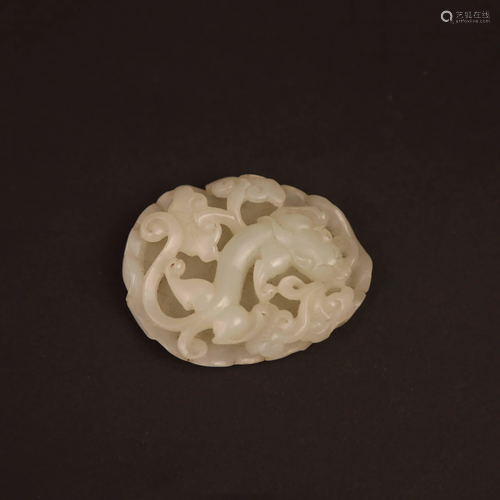 Nineteenth Century Lotus Leaf Jade Dragon