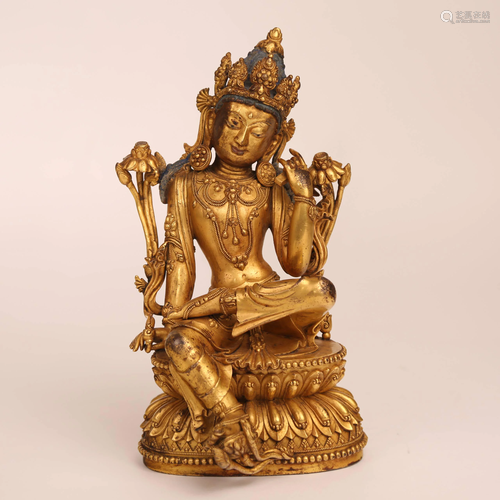 Gilt bronze goddess of mercy in the 17th century