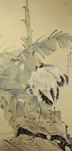 A Chinese Crane Painting, Jiang Hanting Mark