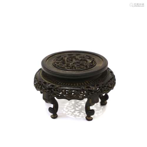 A Red Sandalwood Carved Flower Stand