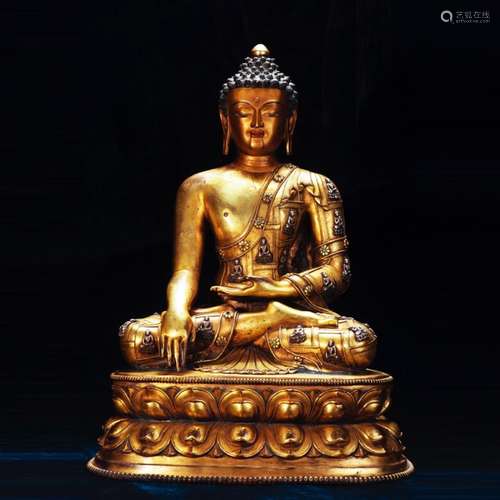 A Gild Bronze Statue of Sakyamuni