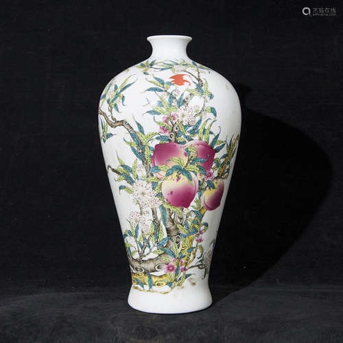 A Famille Rose Peach Pattern Porcelain  Meiping