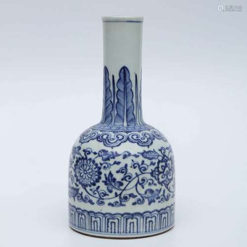 A Blue and White Floral Porcelain Bell-shaped Vase