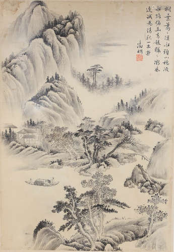 A Chinese Landscape Painting, Wen Zhengming Mark