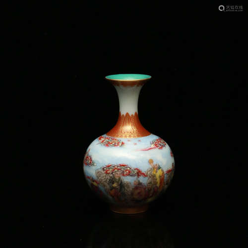 An Enamel Immortal Figures Porcelain Vase