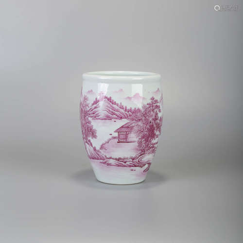 An Agate Red Landscape Pattern Porcelain Cup