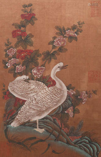 A Chinese Flower&bird Painting, Lin Chun Mark