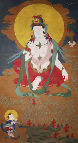 A Chinese Guanyin Painting, Ding Guanpeng Mark