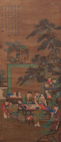 A Chinese Figure Painting Scroll, Su Hanchen Mark