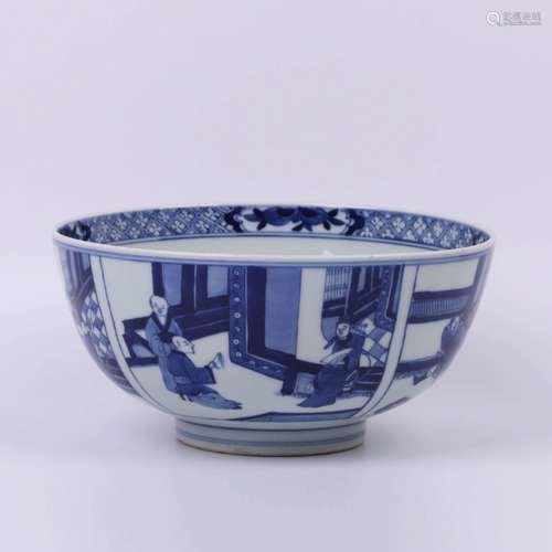 A Blue and White Figures Porcelain Bowl