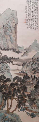 A Chinese Landscape Painting Scroll, Xin Luo Shanren Mark