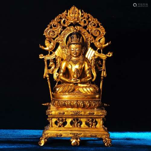 A Gild Bronze Statue of Amitayus Buddha