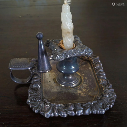 SMALL SHEFFIELD SILVERPLATED CHAMBER CANDLESTICK