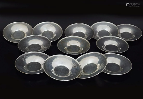 SET OF 12 STERLING SILVER BUTTER DISHES