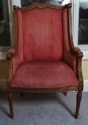 PAIR OF EDWARDIAN MAHOGANY WINGBACK ARMCHAIRS